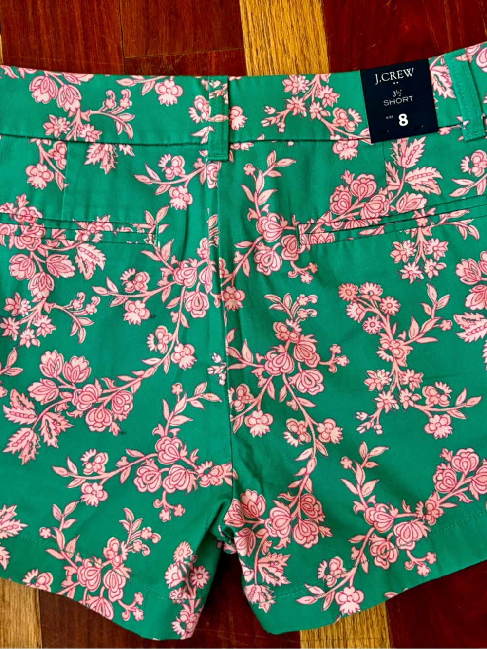 J. Crew Green Shorts with Pink Floral Print Size 8 New - Picture 5 of 6